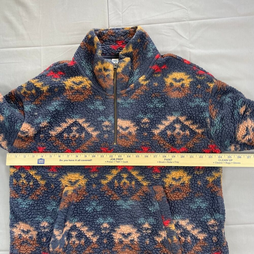 Old Navy Xl Multicolor Fleece Pullover Jacket Patterned Quarter Zip Pattern Long - Picture 4 of 7